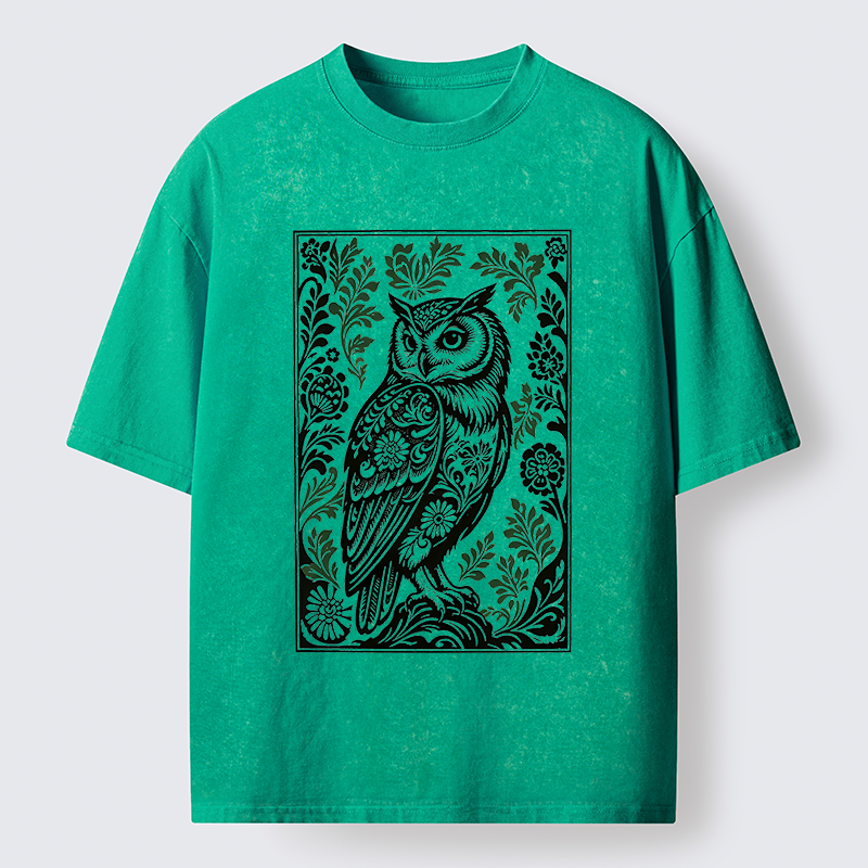 Tokyo-Tiger Vintage Owl Art Washed T-Shirt
