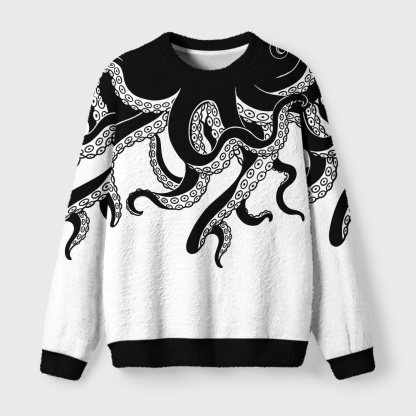 Tokyo-Tiger Abyss Octopus Fuzzy Christmas Ugly Sweatshirt