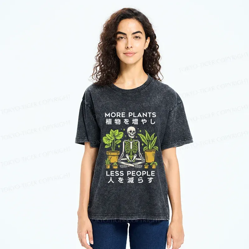 Tokyo-Tiger Plants And Skeleton Washed T-Shirt