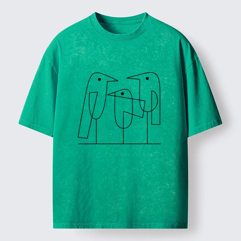 Tokyo‑Tiger Minimalist Bird Washed T-Shirt