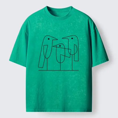 Tokyo‑Tiger Minimalist Bird Washed T-Shirt