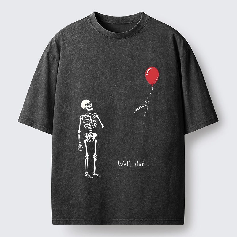 Tokyo-Tiger Skeleton Balloon Meme Washed T-Shirt