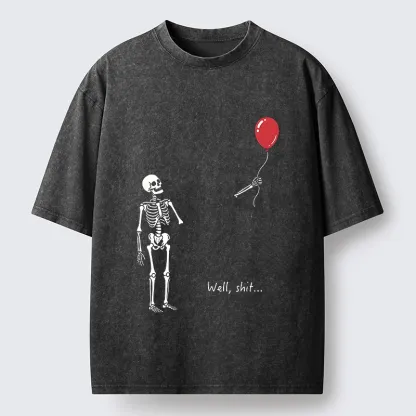 Tokyo-Tiger Skeleton Balloon Meme Washed T-Shirt