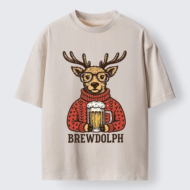 Tokyo‑Tiger Christmas Beer Reindeer Meme Washed T‑Shirt Sale