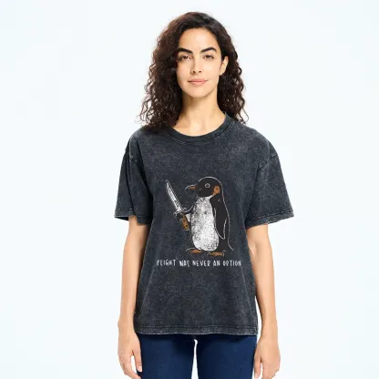 Tokyo-Tiger Do Not Test The Cold Penguin Washed T-Shirt