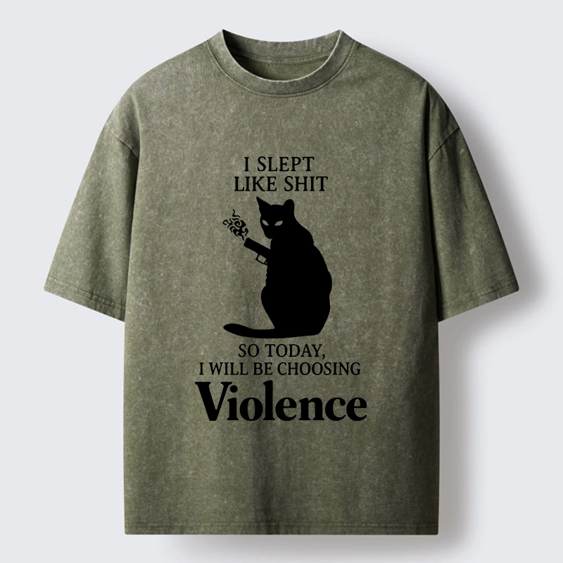 Tokyo-Tiger Mad Cat Mood Washed T-Shirt
