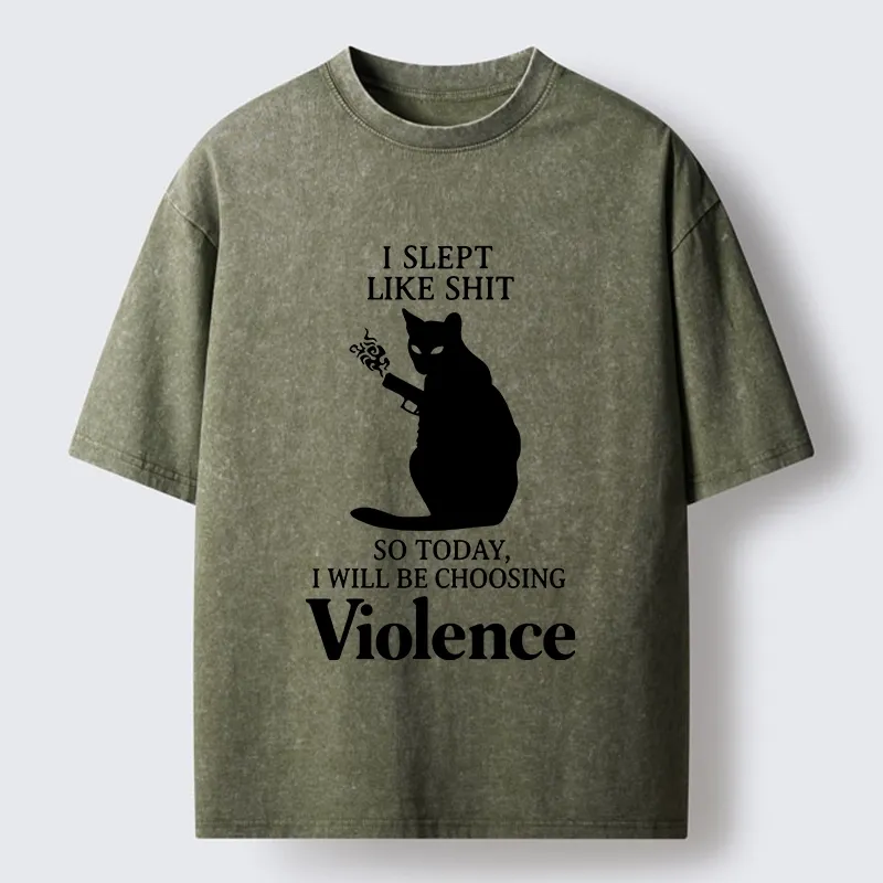 Tokyo-Tiger Mad Cat Mood Washed T-Shirt