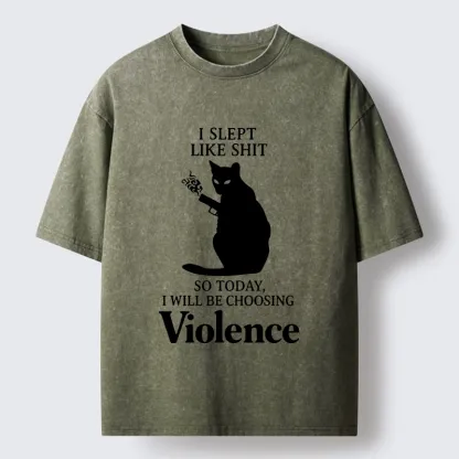 Tokyo-Tiger Mad Cat Mood Washed T-Shirt