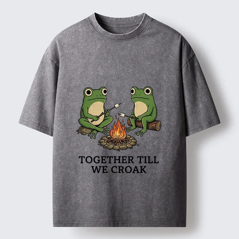 Tokyo-Tiger Camping Frog Friends Funny Meme Washed T-Shirt