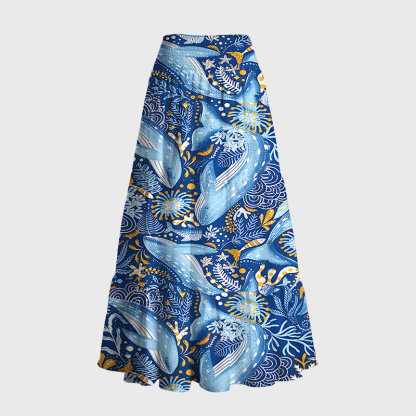 Tokyo-Tiger Whales In The Ocean Maxi Skirt