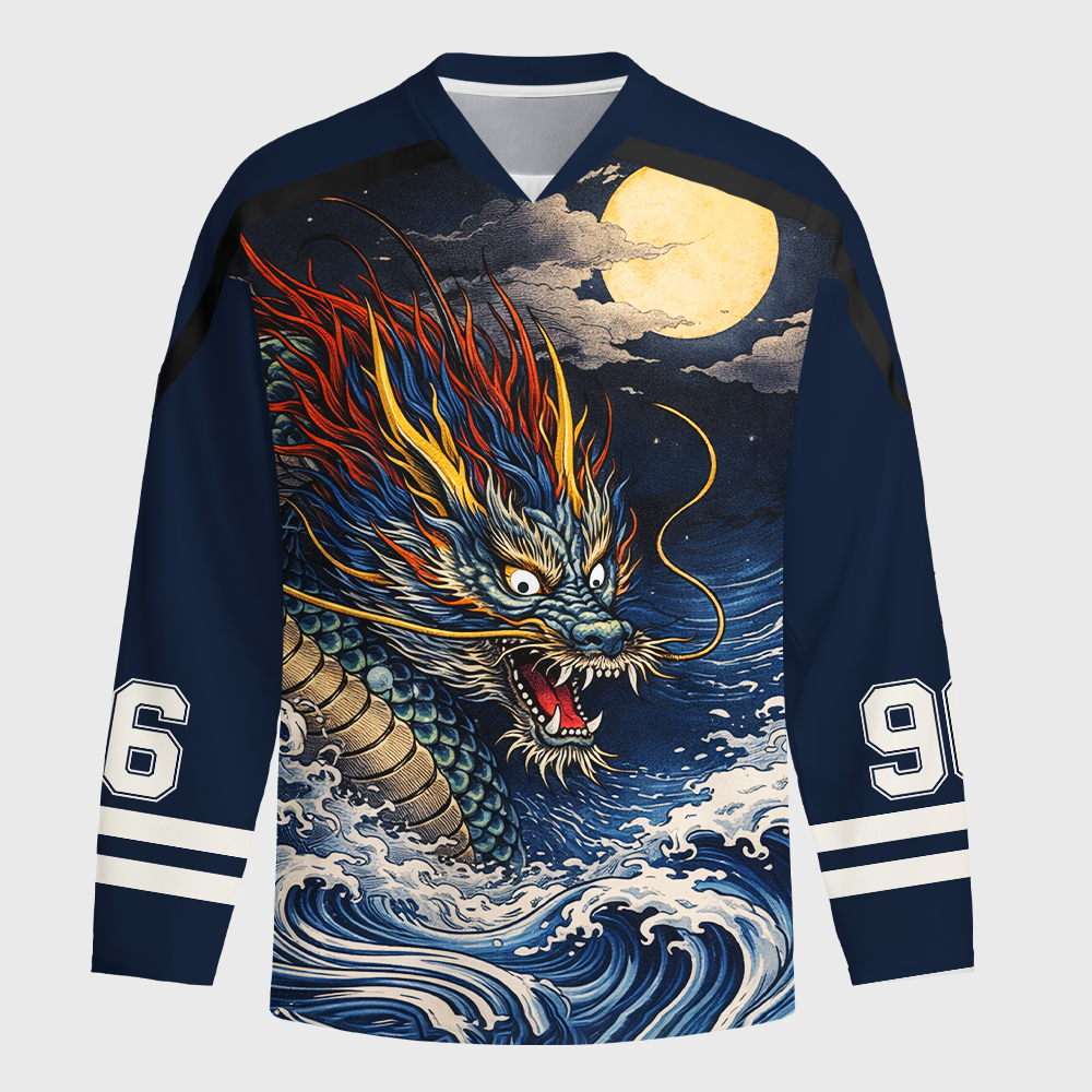 Tokyo-Tiger Storm Dragon Of The Wild Waves Long-Sleeve Hockey Jersey
