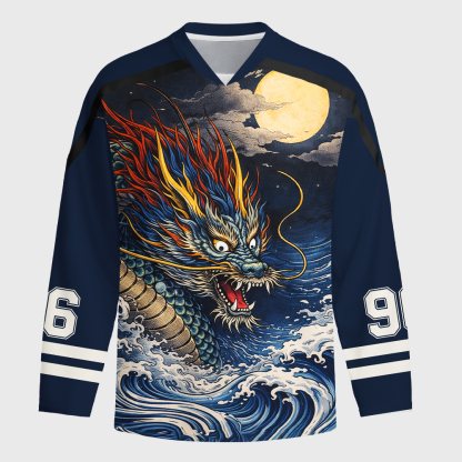 Tokyo-Tiger Storm Dragon Of The Wild Waves Long-Sleeve Hockey Jersey