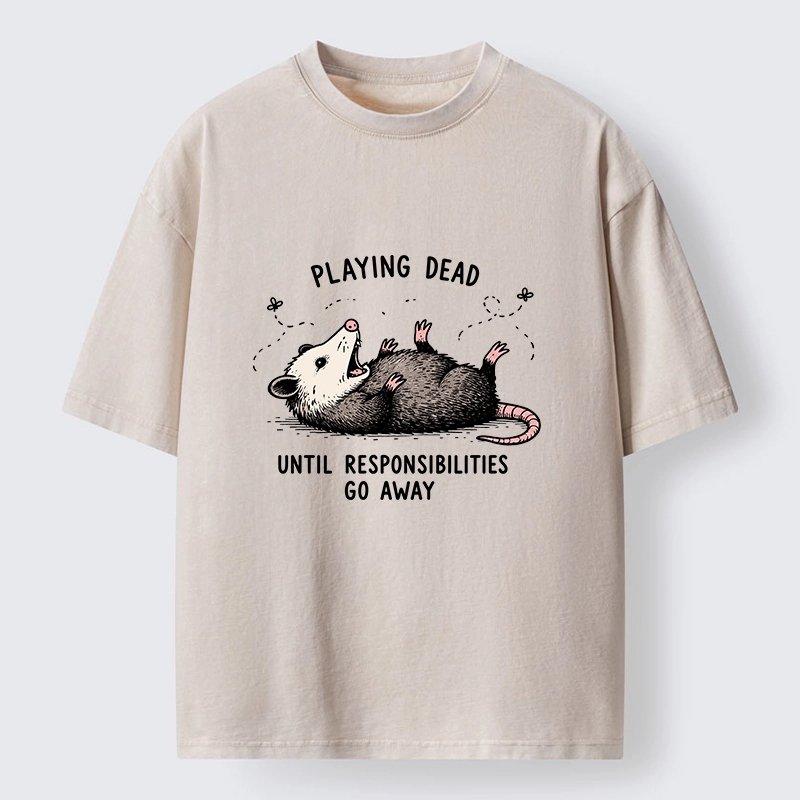 Tokyo‑Tiger Funny Playing Dead Washed T‑Shirt
