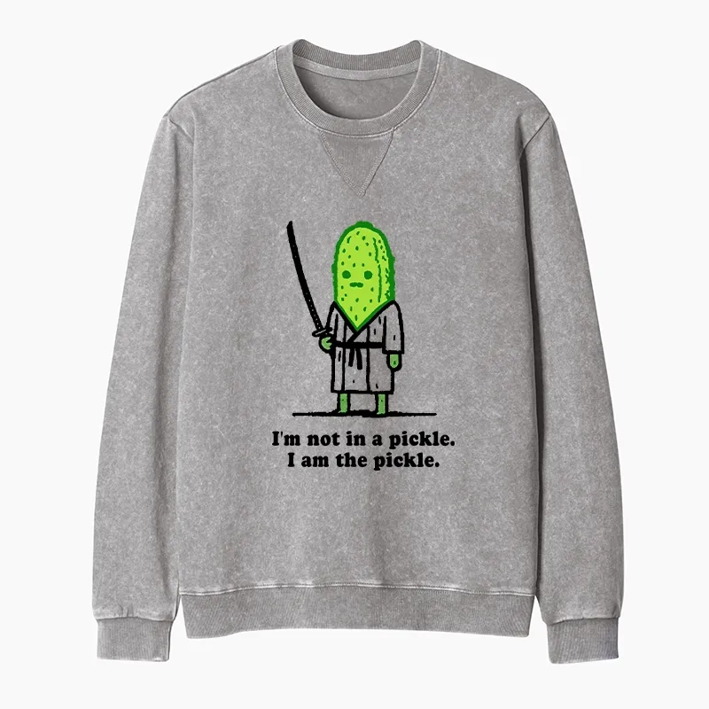 Tokyo-Tiger Funny Cucumber Samurai Washed Terry Sweatshirt