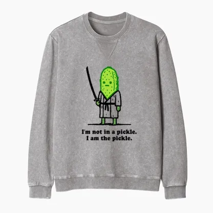 Tokyo-Tiger Funny Cucumber Samurai Washed Terry Sweatshirt