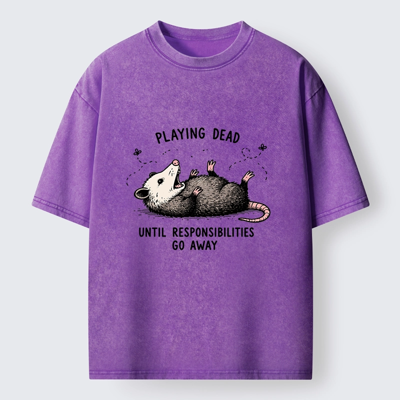 Tokyo‑Tiger Funny Playing Dead Washed T‑Shirt