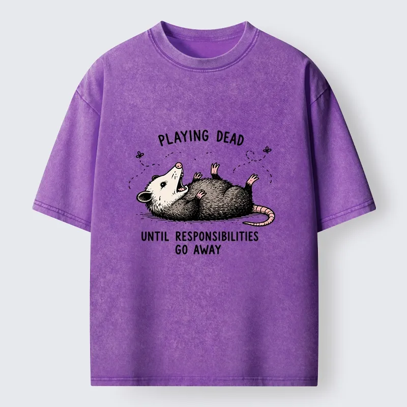 Tokyo‑Tiger Funny Playing Dead Washed T‑Shirt