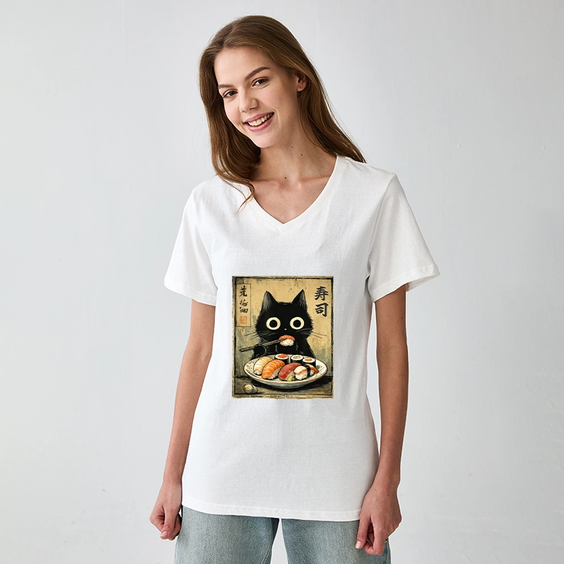Tokyo-Tiger Vintage Japanese Sushi Cat V-Neck Classic T-Shirt