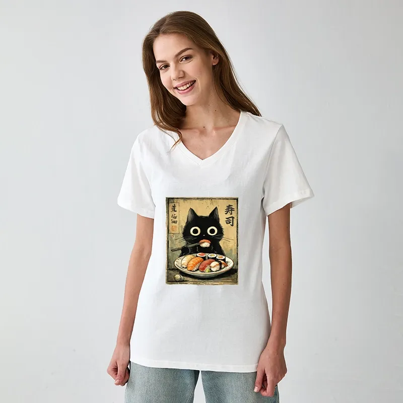 Tokyo-Tiger Vintage Japanese Sushi Cat V-Neck Classic T-Shirt