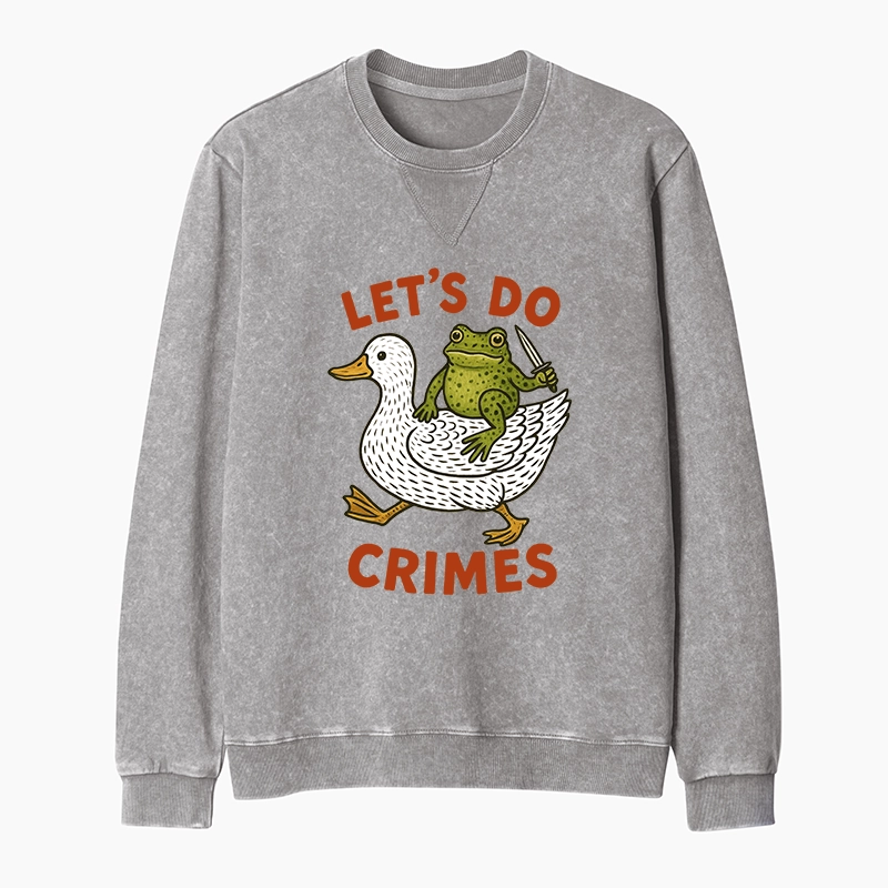 Tokyo-Tiger Frog Ready To Commit Crime Washed Terry Sweatshirt