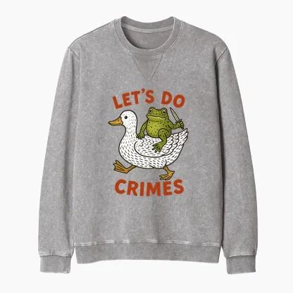 Tokyo-Tiger Frog Ready To Commit Crime Washed Terry Sweatshirt