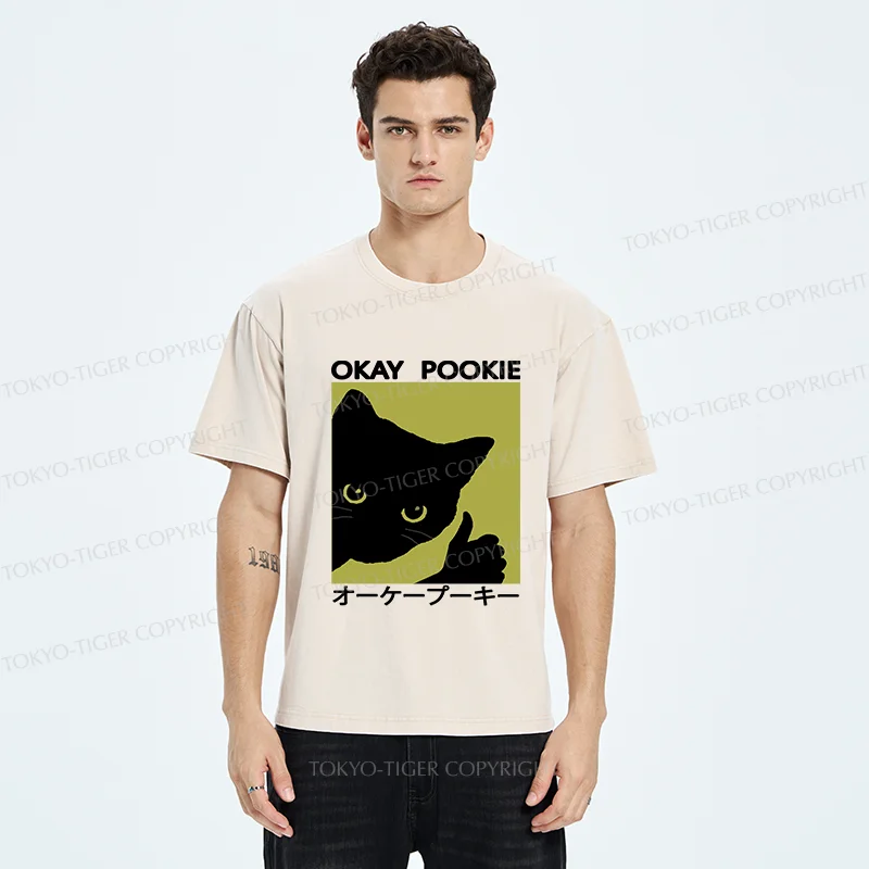 Tokyo-Tiger Okay Pookie Cat Washed T-Shirt