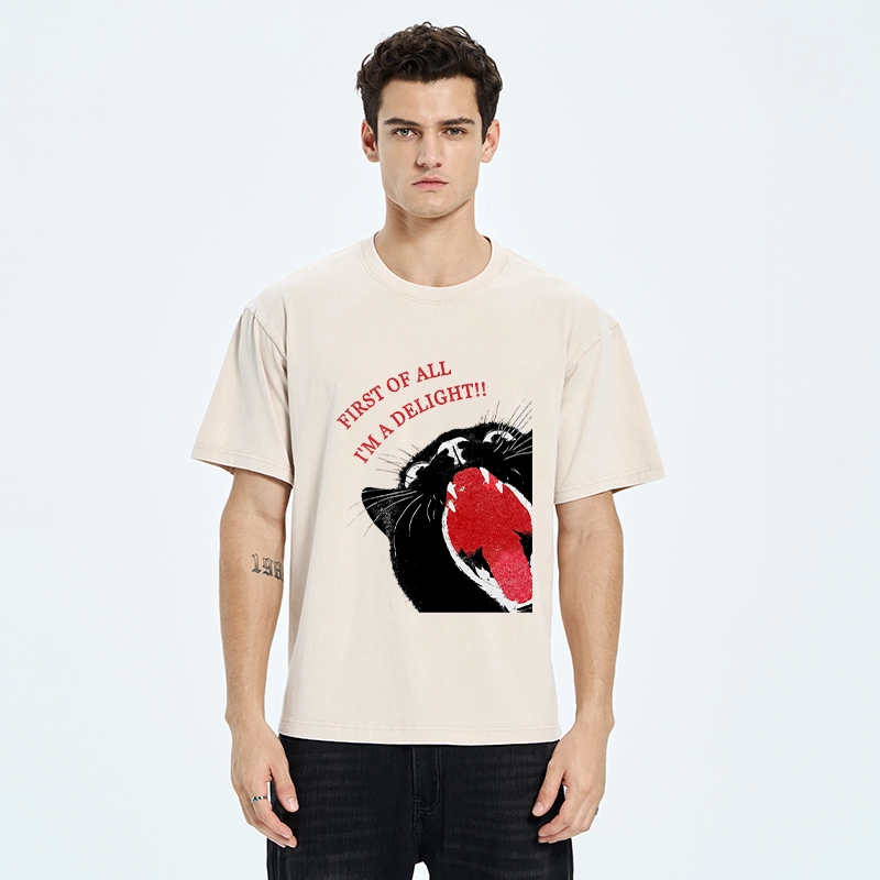 Tokyo-Tiger Funny Cat Yelling Quote Meme Washed T-Shirt