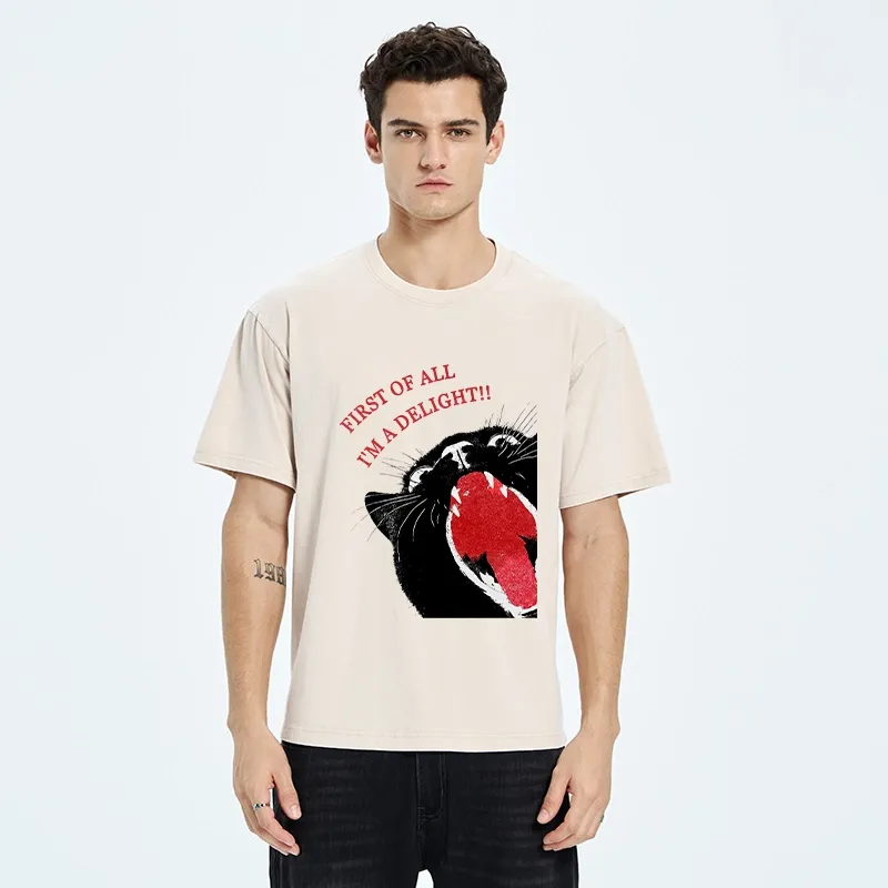 Tokyo-Tiger Funny Cat Yelling Quote Meme Washed T-Shirt