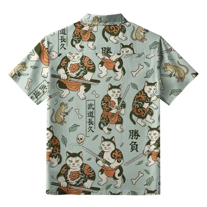 Tokyo-Tiger Bushido Cat Aloha Hawaiian Shirt