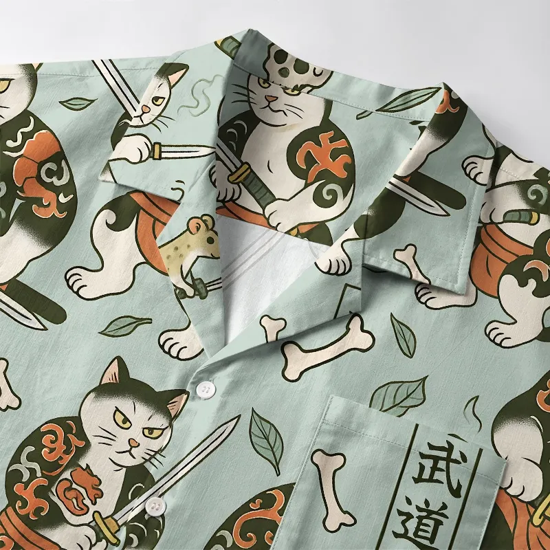 Tokyo-Tiger Bushido Cat Aloha Hawaiian Shirt