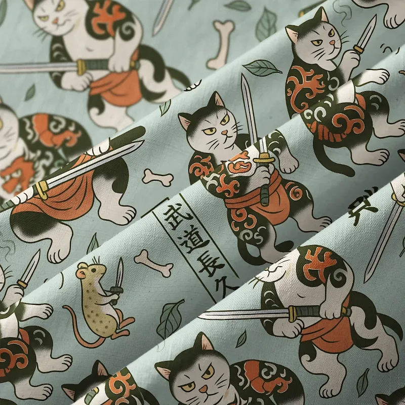 Tokyo-Tiger Bushido Cat Button-up Shirt