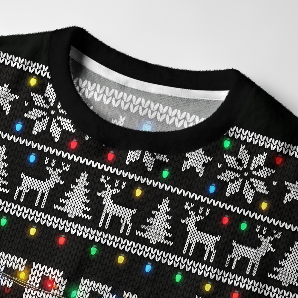 Tokyo-Tiger Christmas Lights Frog Fuzzy Christmas Ugly Sweatshirt