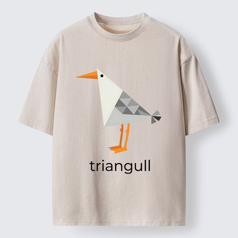 Tokyo-Tiger Cute Triangle Seagull Washed T-Shirt