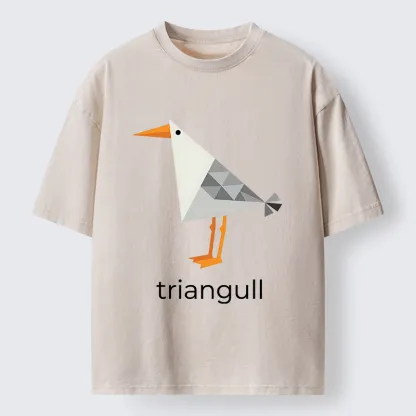 Tokyo-Tiger Cute Triangle Seagull Washed T-Shirt