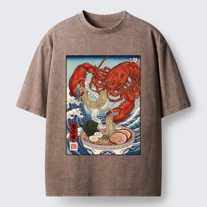 Tokyo-Tiger Lobster Ramen Wave Washed T-Shirt