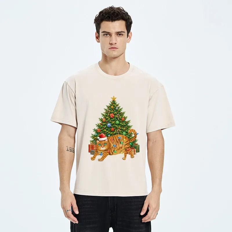Tokyo‑Tiger Christmas Cat Chaos Washed T‑Shirt