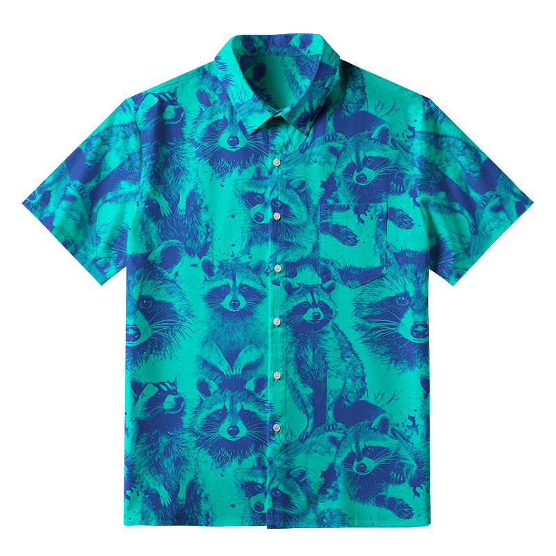 Tokyo-Tiger Playful Raccoon Frenzy Button-up Shirt