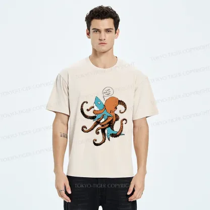Tokyo-Tiger Octopus Entangles Shark Washed T-Shirt