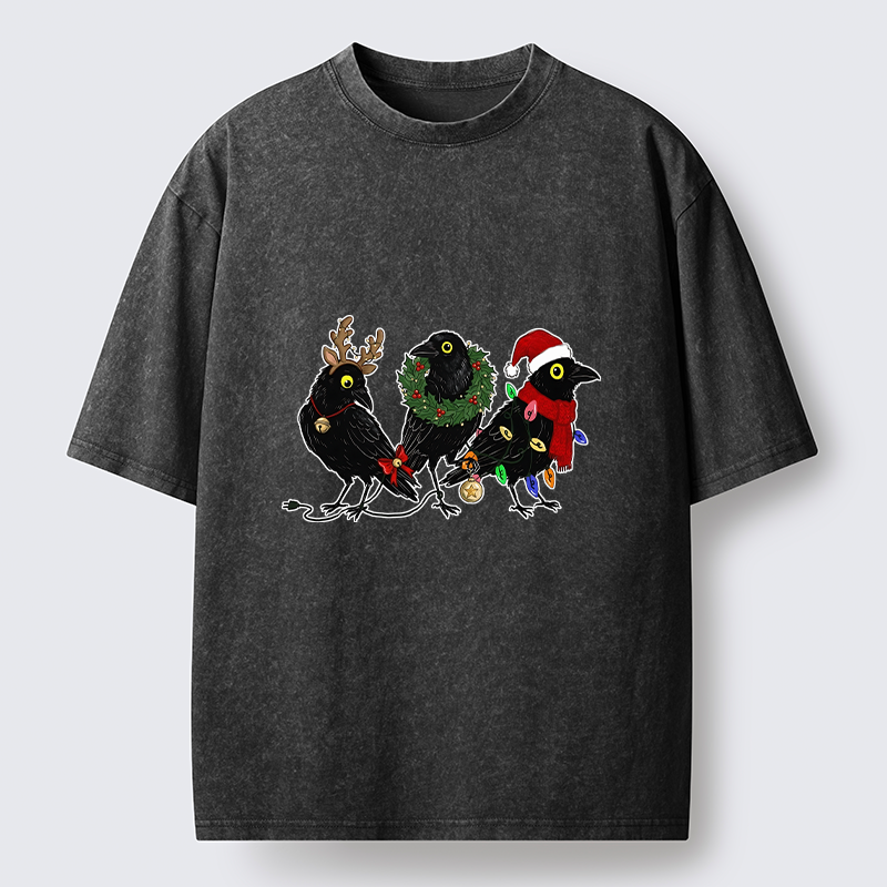 Tokyo-Tiger Funny Christmas Crow Meme Washed T-Shirt