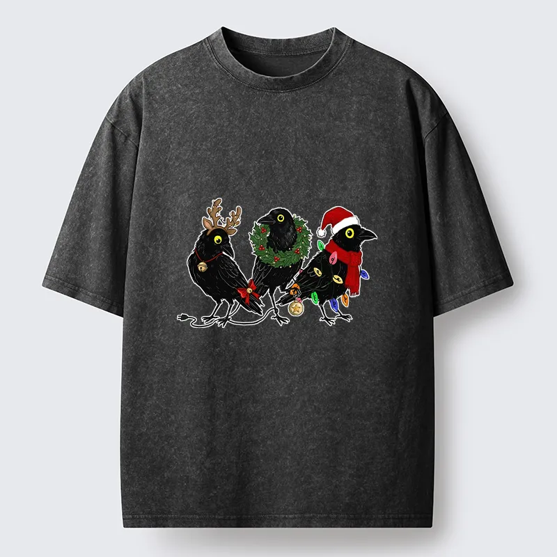 Tokyo-Tiger Funny Christmas Crow Meme Washed T-Shirt