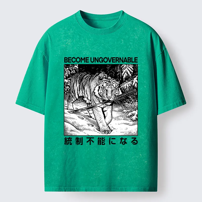 Tokyo-Tiger Sword Tiger Funny Meme Washed T-Shirt