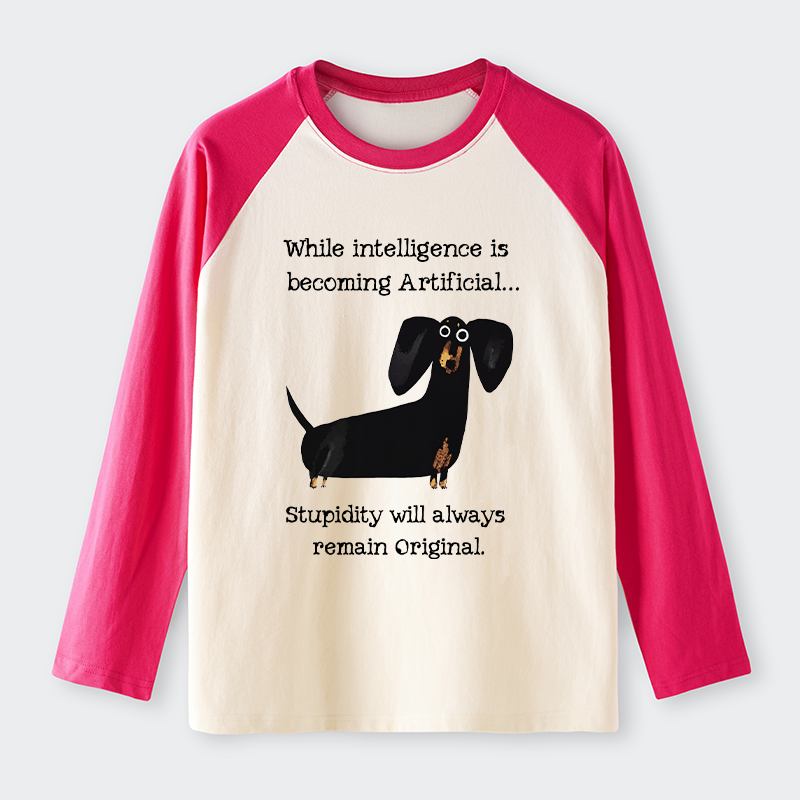 Tokyo-Tiger Dachshund Real Humor Funny Meme Raglan Long Sleeve T-shirt