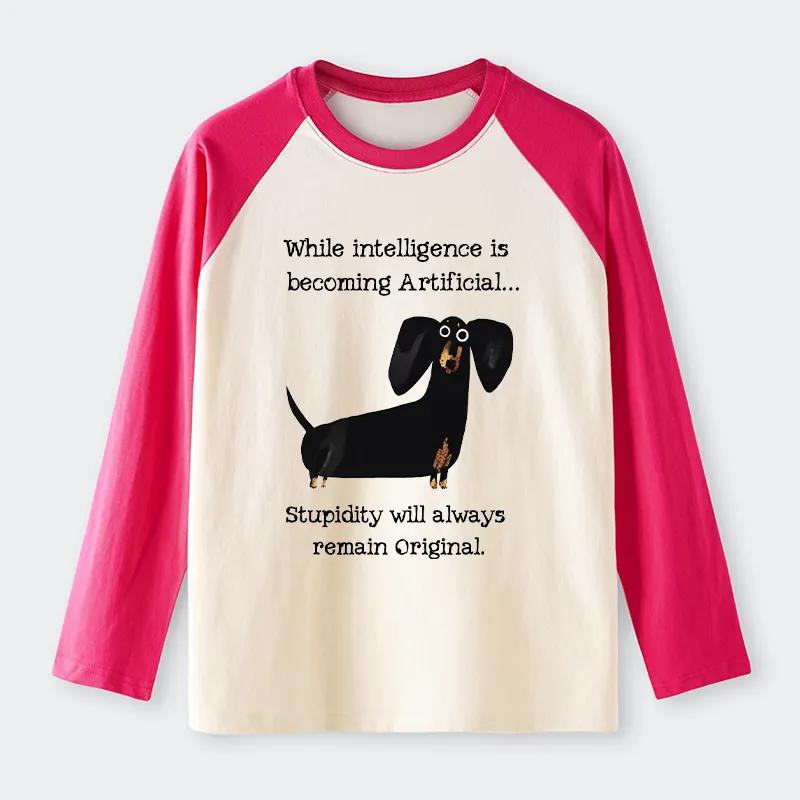 Tokyo-Tiger Dachshund Real Humor Funny Meme Raglan Long Sleeve T-shirt