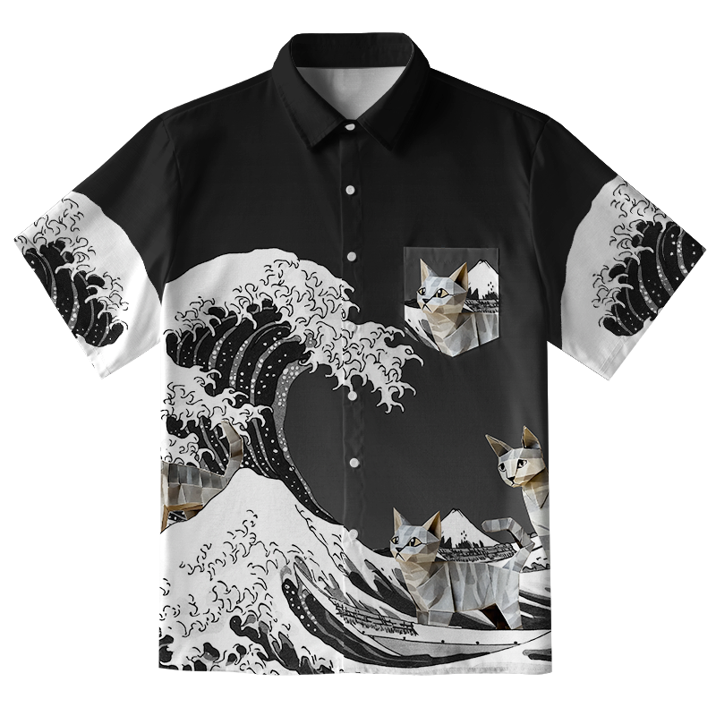 Tokyo-Tiger Origami Cat Button-up Shirt