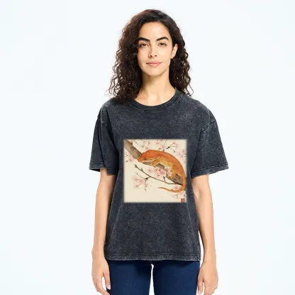 Tokyo-Tiger Sakura Gecko Japanese Washed T-Shirt