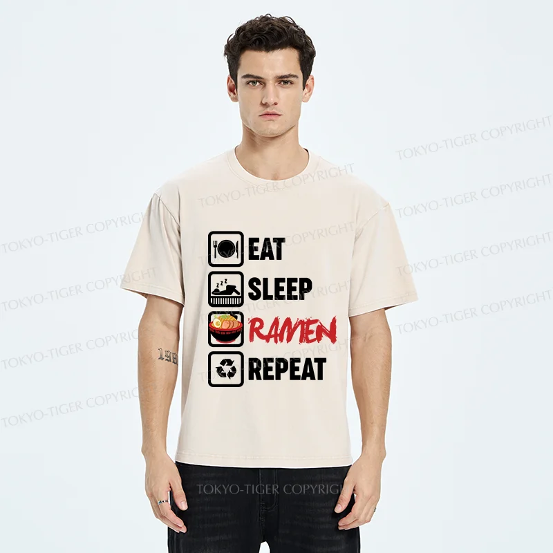 Tokyo-Tiger Daily List Washed T-Shirt