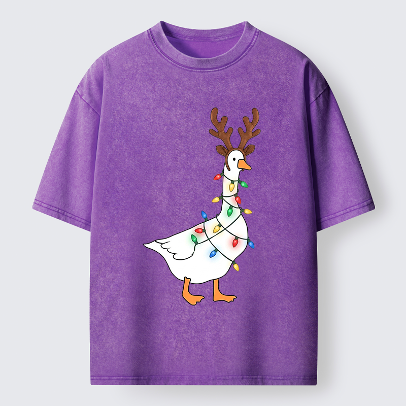 Tokyo-Tiger Funny Christmas Goose Washed T-Shirt