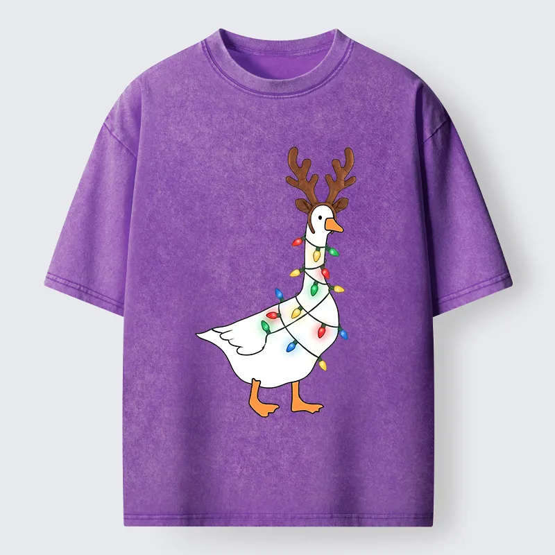 Tokyo-Tiger Funny Christmas Goose Washed T-Shirt