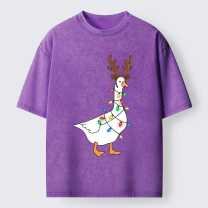 Tokyo-Tiger Funny Christmas Goose Washed T-Shirt