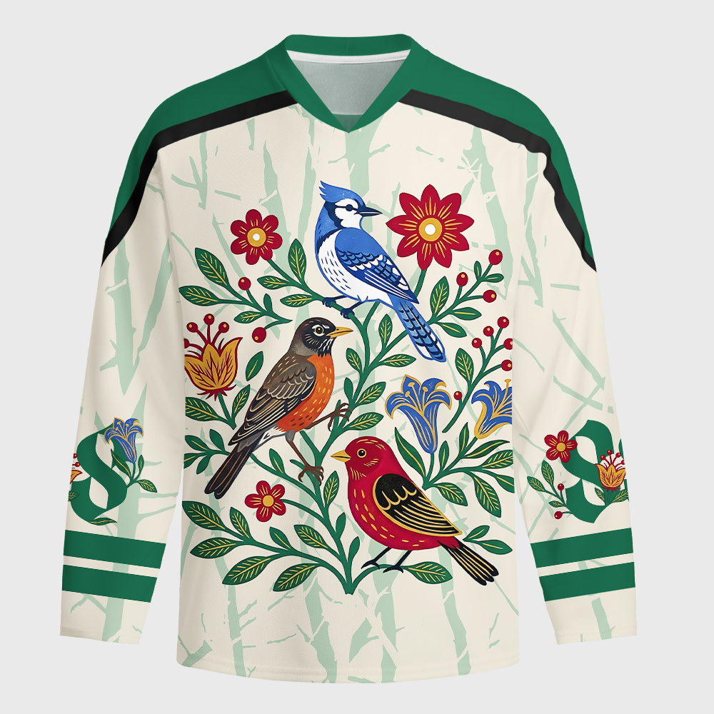 Tokyo-Tiger Floral Birdsong Long-Sleeve Hockey Jersey